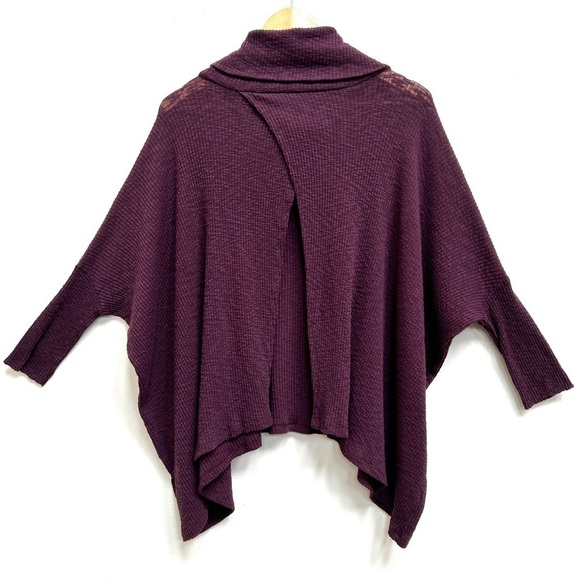 Free People Beach Traveler Cowl Neck Pullover Split Back Top in Purple, Size M - Picture 8 of 11